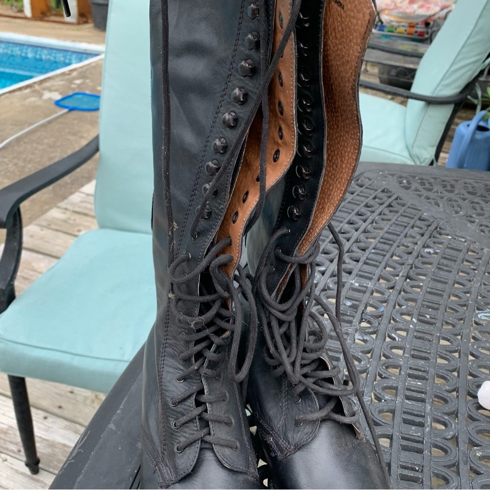 🆕 Vaccari Lace Up Tall Knee High Victorian Style Boots Women Size Euro 39 US 8.5 - Picture 5 of 9
